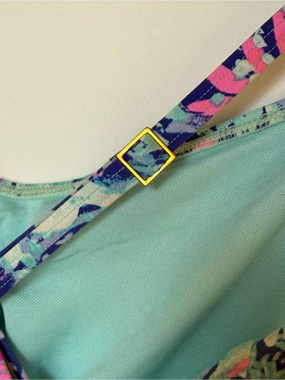 Lilly Pulitzer Navy One-Piece Swimsuit with Mint and Pink Floral Print Size 10 - Picture 9 of 10